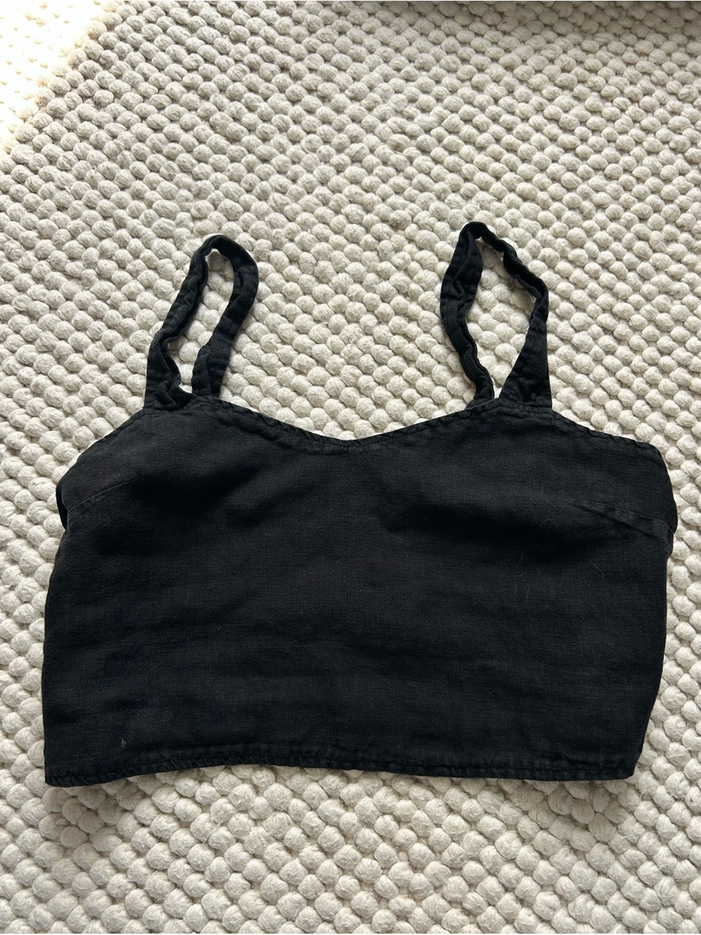 MATE the Label Black Linen Crop Tank